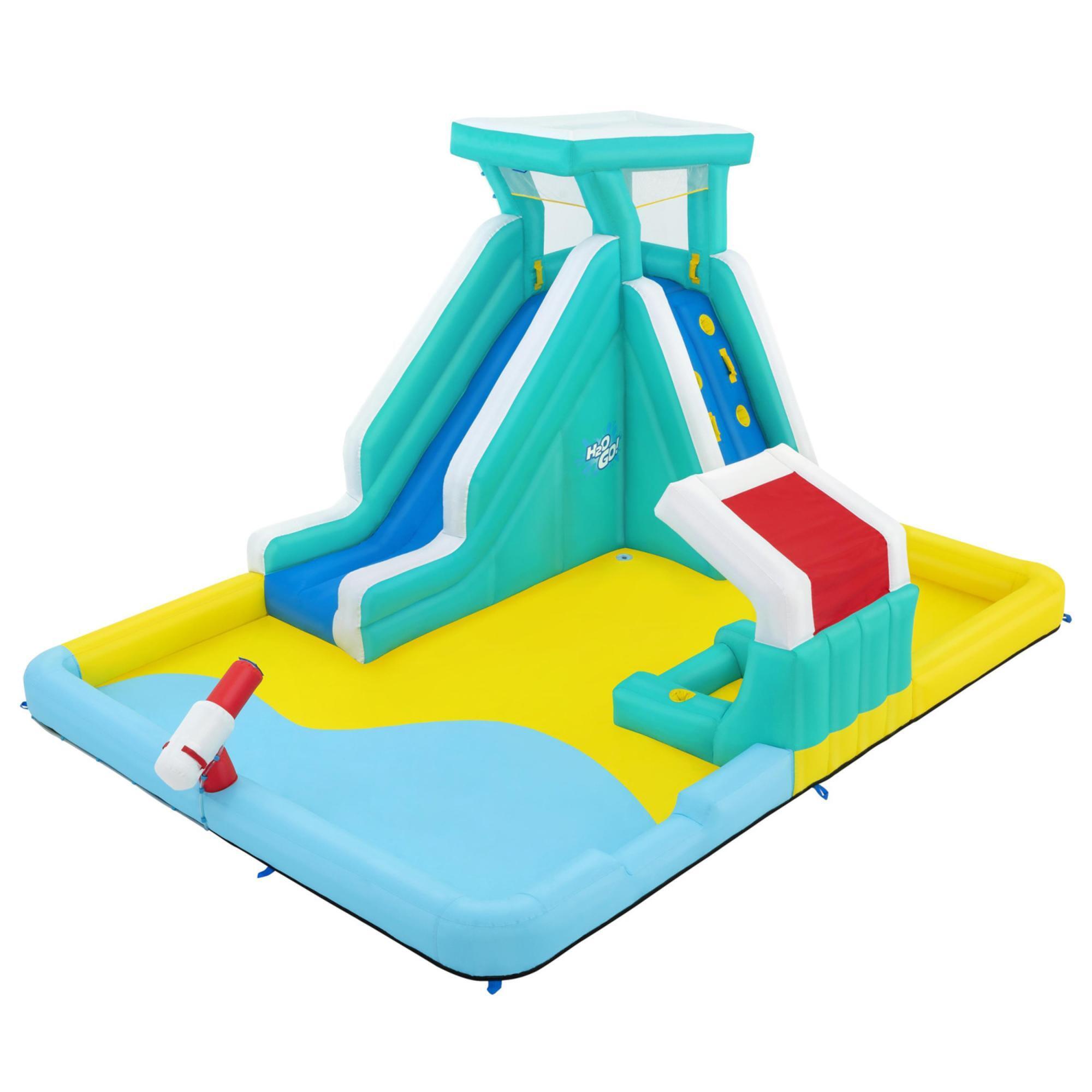 Bestway H2OGO! Mega Water Park Beach Blast, Inflatable Outdoor Activity Splash Pool, Sun Canopy-Blasters-Climbing Wall